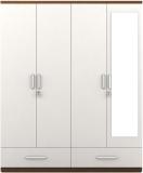 SPACEWOOD APEX Engineered Wood 4 Door Wardrobe (Finish Color - FROSTY WHITE, Mirror Included, Knock Down)