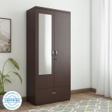 Hometown Utsav Engineered Wood 2 Door Wardrobe (Finish Color - Wenge, Mirror Included, Knock Down)