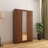 Nilkamal Massif Engineered Wood 3 Door Wardrobe (Finish Color - Walnut, Mirror Included, Knock Down)