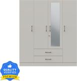 Wakefit Organza Plus Engineered Wood 4 Door Wardrobe (Finish Color - Frosty White, Mirror Included, Knock Down)