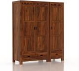 Ganpati Arts Sheesham Wardrobe/Almirah/Cupboard for Clothes with 3 Doors & Hanger Rod Solid Wood 3 Door Wardrobe (Finish Color - Brown, DIY(Do-It-Yourself))