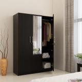 SPACEWOOD Engineered Wood 3 Door Wardrobe (Finish Color - NATURAL WENGE, Mirror Included, Knock Down)