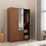 SPACEWOOD Engineered Wood 3 Door Wardrobe (Finish Color - WALNUT RIGATO, Mirror Included, Knock Down)