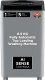 Acer 6.5 kg AR65FATLP0EC Fully Automatic Top Load Washing Machine (Quad Wash Series with AiSense, 5 Star Rating, AutoBalance, Hex-Fin Jet Pulsator, SwirlWash Tub, Black, Grey)