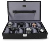 ALAWO Watch Box Organizer Case for Unisex with 12 Slots in Black and Gray Color Watch Box (Black, Holds 12 Watches)