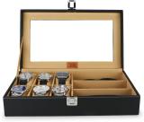 LEDO Watch Box & Sunglass Case in PU Leather 6 Slots for Watch & 3 Slots for Sunglass Watch Box (Black, Holds 6 Watches)