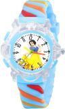 Time Up Cartoon Design New Arrival Glowing Light Cartoon Dial Rainbow Strap 3-10 years Small Kids Analog Watch  - For Girls