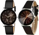 QALIBA analognew latest watches (trending) 2023 Fashion Black Round Dial Leather Band Quartz Wrist Analog Watch - For Girs Analog Watch  - For Girls