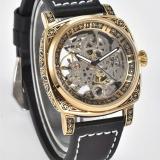 Forsining Hour Glass Automatic Mechanical Unisex Self-Winding Automatic Mechanical Gold Analog Watch  - For Men & Women