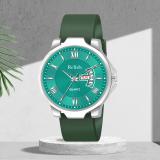 RELish RS2 Pro Antique Green Dial Silver Case Silicone Strap Day & Date Functioning Quartz Analog Watch  - For Men