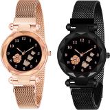 CERO FBF-Magnet PAck Of 2 New Black Printed Dial And Magnetic Strap Woman Analog Watch  - For Girls