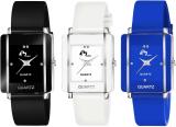 MAAN INTERNATIONAL Cho248-Combo Pack Of 3 Square Dial 5 Colours PU Strap Girls Analog Watch  - For Women