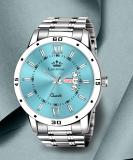 LIMESTONE Day and Date Function Ice Blue Dial Steel Chain Trending Quartz Analog Watch  - For Men