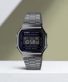 CASIO A168WGG-1BDF Vintage A168WGG-1BDF Black Dial Black Stainless Steel Band Digital Watch  - For Men & Women