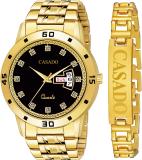 Casado Branded Bracelet | Gold Plated | Diamond Studded | 3D Cut Glass | Day and Date Branded Bracelet | Gold Plated | Diamond Studded | 3D Cut Glass | Day and Date Analog Watch  - For Men