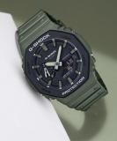 CASIO GA-2110SU-3ADR G-SHOCK Black-Green Dial Green Resin Strap Analog-Digital Watch  - For Men