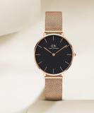 DANIEL WELLINGTON Petite Melrose Black color Round - 32 mm diameter Analog Watch  - For Women