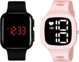 KIMY NM-2KM7-7SS (Black & Pink) KIMY Digital LED Display Square combo Wrist Watch for Men Boys Pack of 2 watches Digital Watch  - For Men