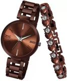 QALIBA brown new girls watches new design attractiive cool watches 2023 Partywear Beautiful Good Looking Wonderful Special Analog Diamond Bracelet Analog Watch  - For Girls