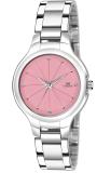 IIK Collection Fashionable Stone Studded Pink Dial with Silver Metallic Bracelet Chain Strap Analog Watch  - For Women