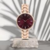 NITYA DRW001-maroon Solid Designer Stainless Steel Belt Analog Watches for Women Classic Stainless Steel Strap With analog women's diamond dial watch Analog Watch  - For Women