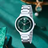 IIK Collection Fashionable Green Studded Dial & Silver Trendy Elegant Metallic Bracelet Chain Analog Watch  - For Women