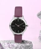 TIMEX Black Dial Genuine Leather Strap Analog Watch  - For Women