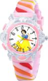 Time Up Cartoon Design New Arrival Glowing Light Cartoon Dial Rainbow Strap 3-10 years Small Kids Analog Watch  - For Girls