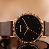 SONATA Sonata 2 Quartz Analog Black Dial Black Leather Strap Watch Analog Watch  - For Women