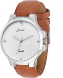 JAINX Formal White Dial Brown Leather Strap Analog Watch  - For Men