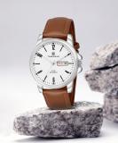 TIMEWEAR 307WDTG TIMEWEAR New Track Number Dial, Day & Date, Brown Leather Strap Analog Watch  - For Men