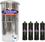 Apeiron Water Purifier With Carbon Candle 30 Litres Gravity Based Water Purifier (Silver)