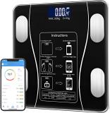 PN-AUK Smart Bluetooth Weight Machine 18 Body Composition Sync with Fitness Mobile App Weighing Scale (Black)