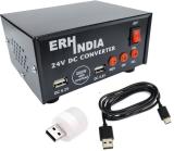 ERH India 24V Dc to 220v Ac Dual USB Inverter Mini Car Worldwide Adaptor (Black)