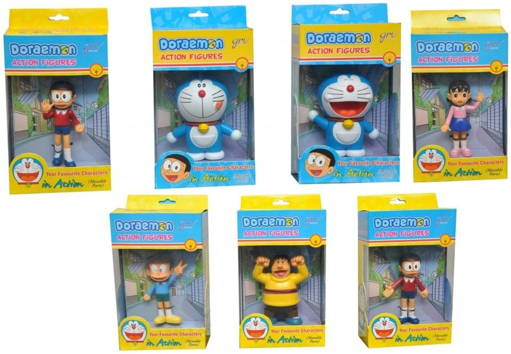 GRVK Doraemon and All Action Figurine Toy 7 in 1 Doraemon and All
