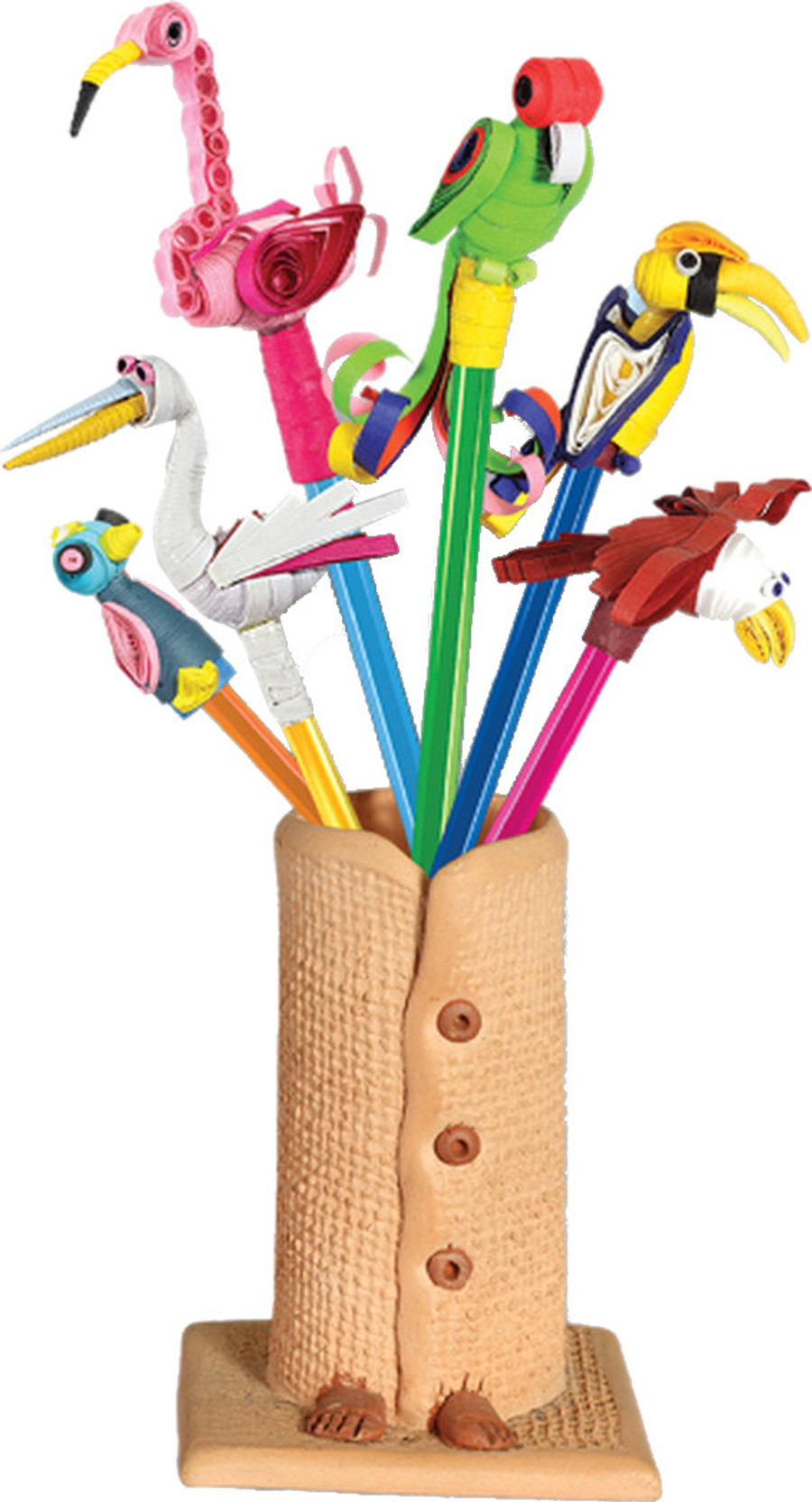 TOY KRAFT Paper Quilled Pencil Caps Birds Paper Quilled Pencil Caps Birds . shop for TOY