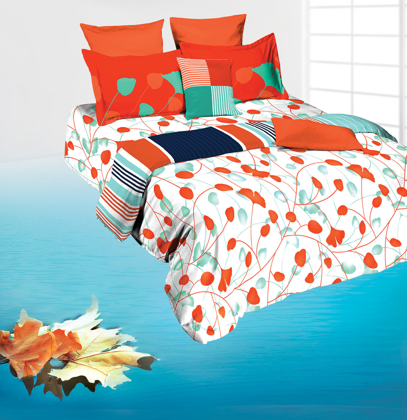 Tangerine Cotton Floral Double Bedsheet Buy Tangerine Cotton Floral Double Bedsheet Online at