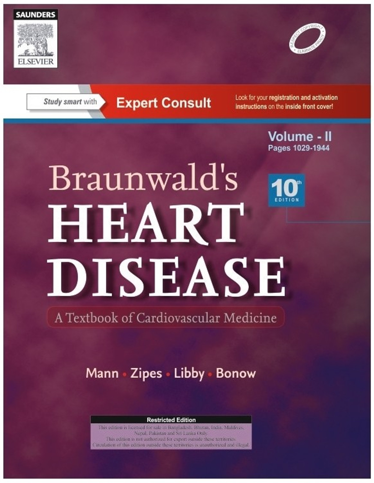 Braunwald's Heart Disease : A Textbook of Cardiovascular Medicine (Set of 2 Volumes) 10th. ON OFFER