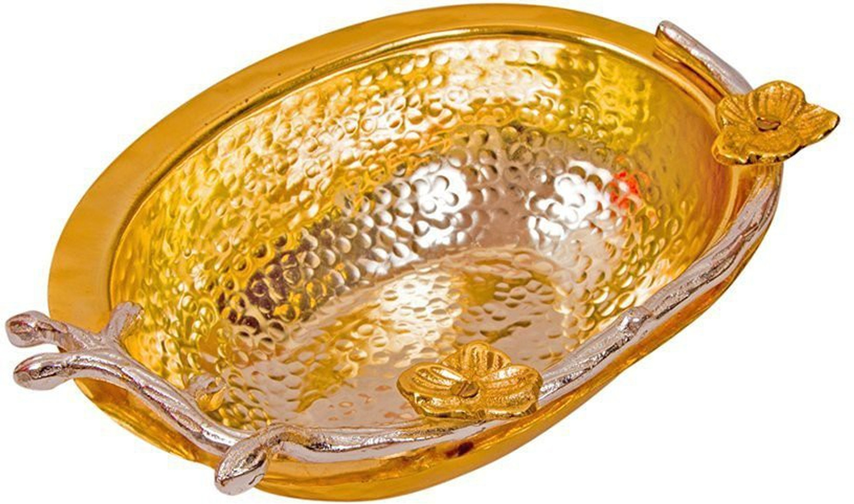 Indian Craft Villa Handmade Decorative Metal Fruit Basket With