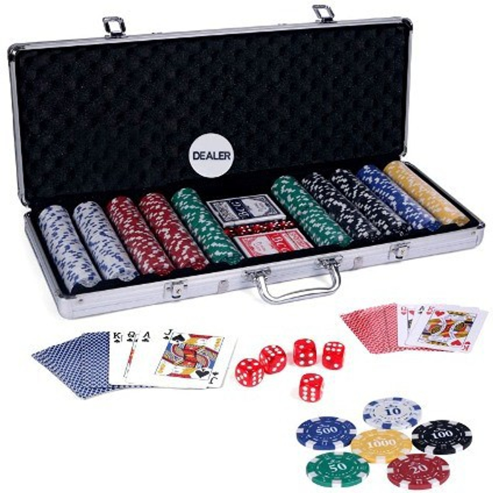 Casinoite 500 Pcs Diced Poker Chip Set With Denomination Toy 500 Pcs