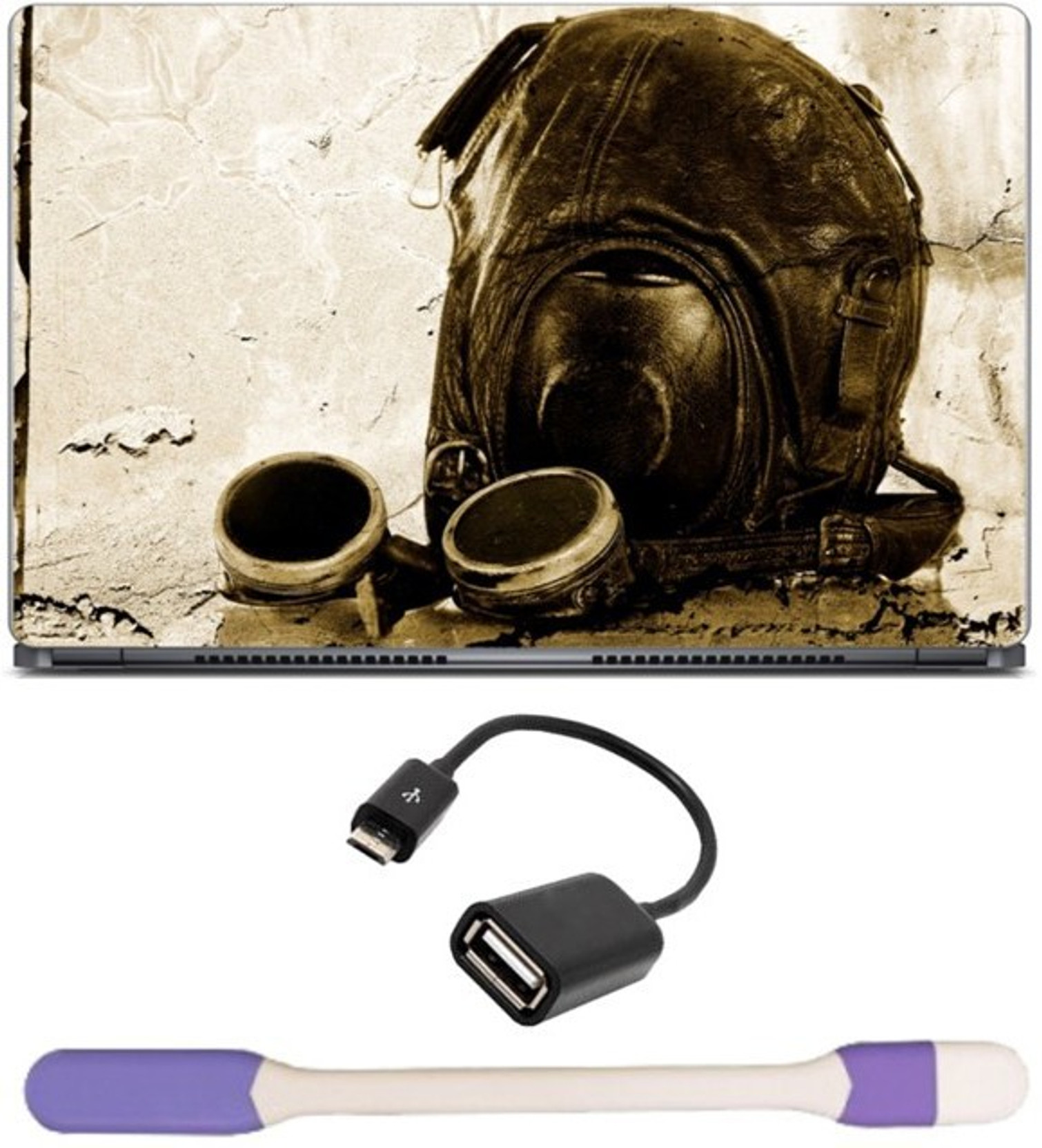 skin yard aviator hat goggles laptop skin with usb led light otg