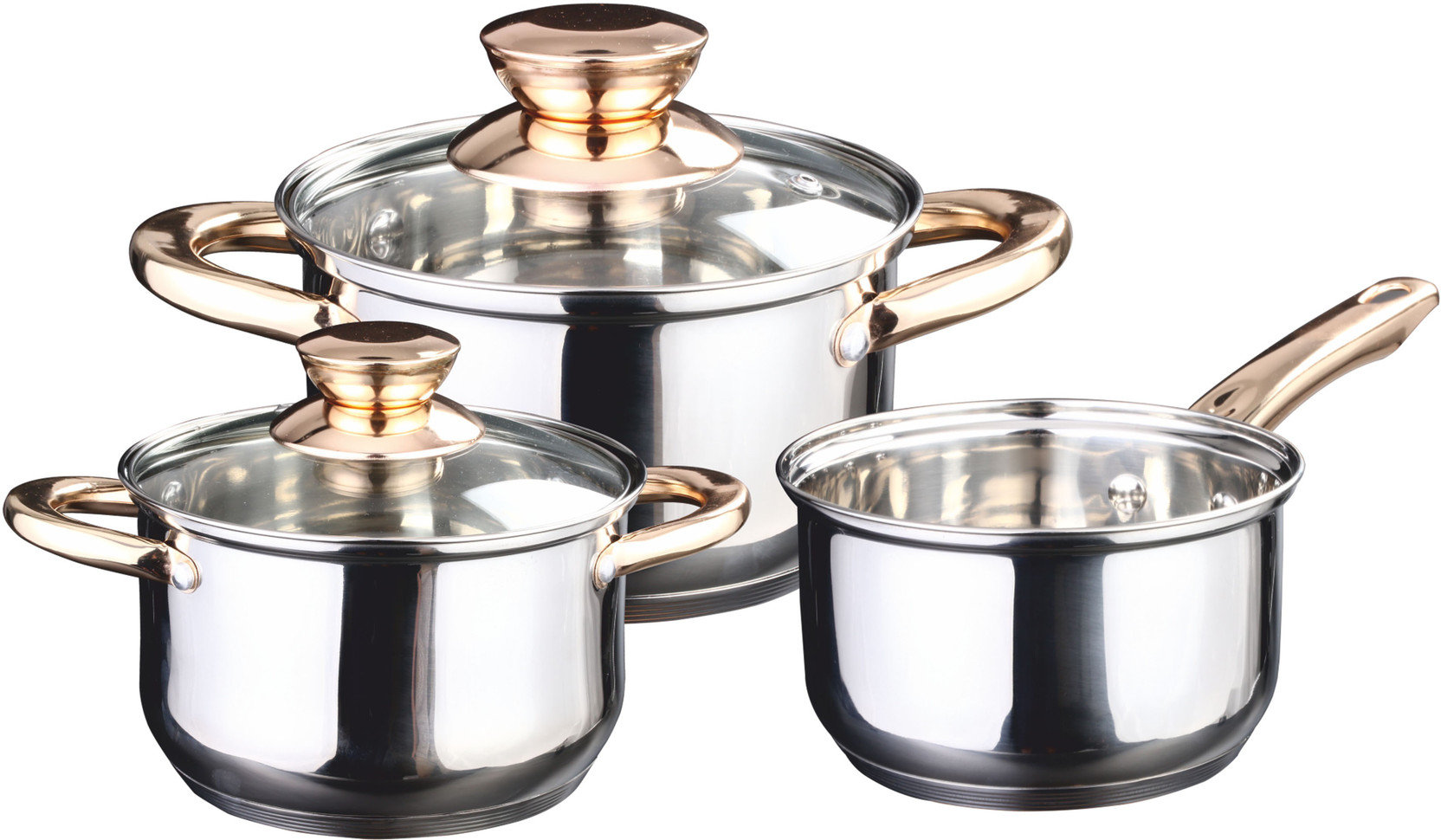 Iveo Gold Plated Steel Handle Stainless Steel Cookware Set Induction