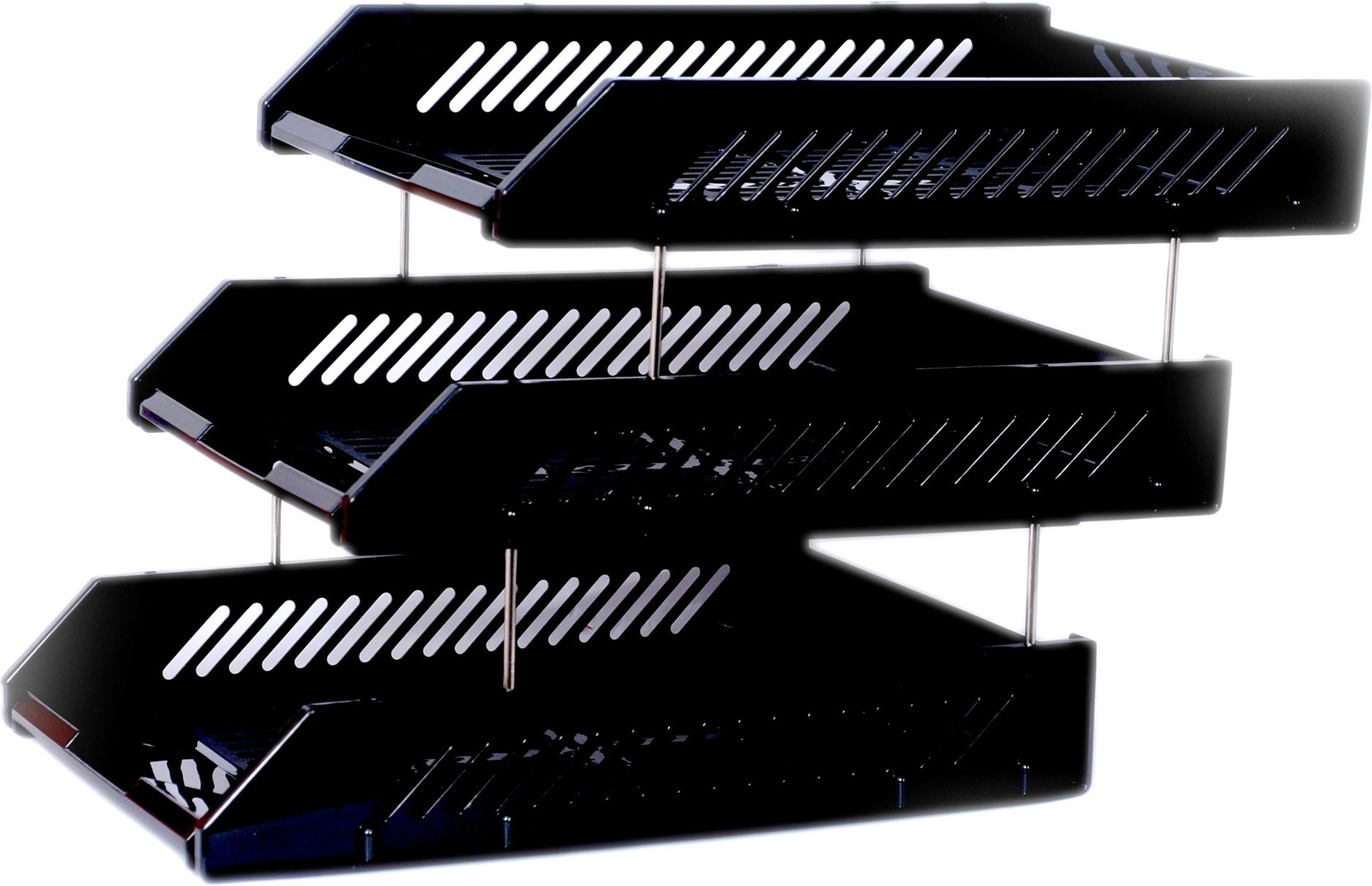 Chrome Multipurpose Trays 3 Compartments Plastic Document Tray Document Tray