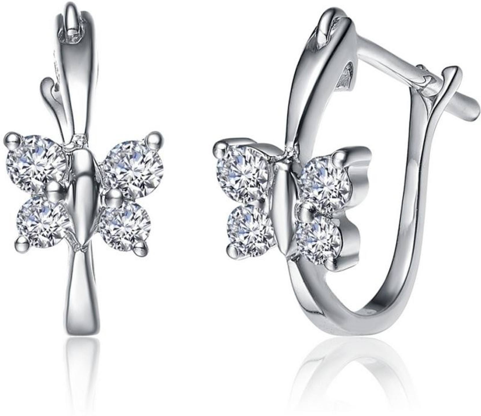 Flipkart.com - Buy Kamal Jeweller Butterfly Love Swarovski Crystal Sterling Silver Hoop Earring ...