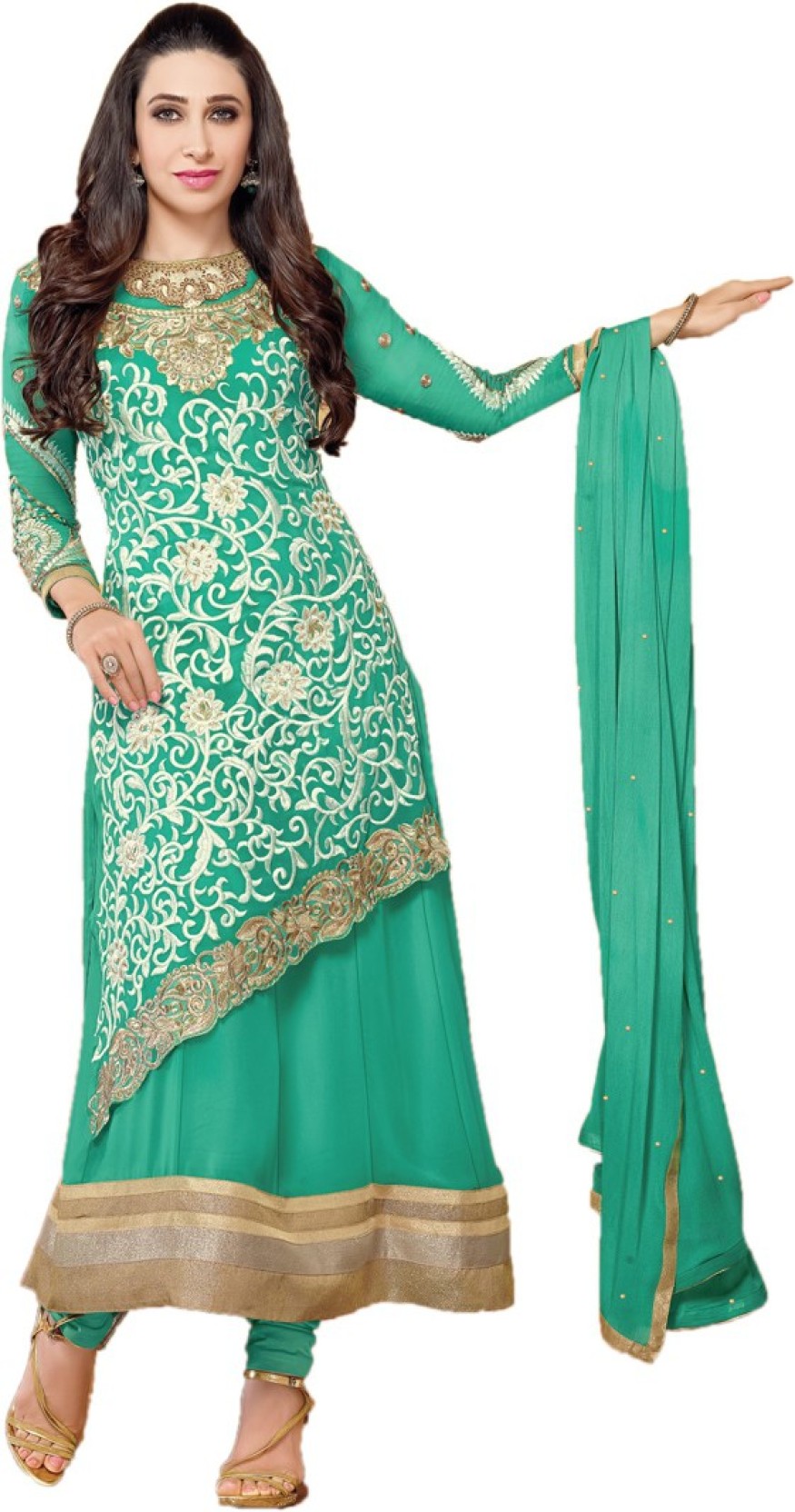 Party Wear Dresses Georgette Self Design Semi-stitched Salwar Suit Dupatta Material Price in 