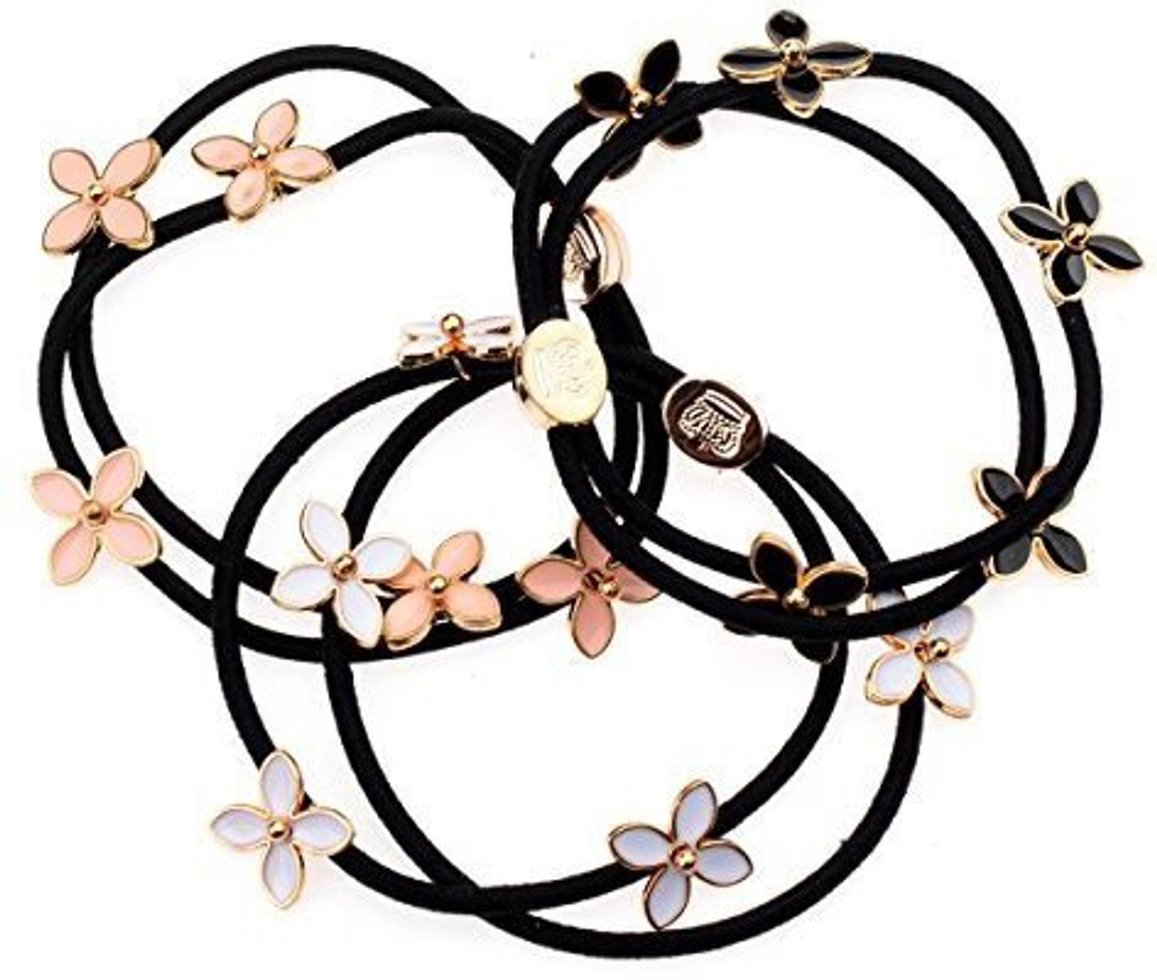 Ginasy Ginasy 3x Stretchy 2 Layer Bungee Alloy Hair Band Flower4