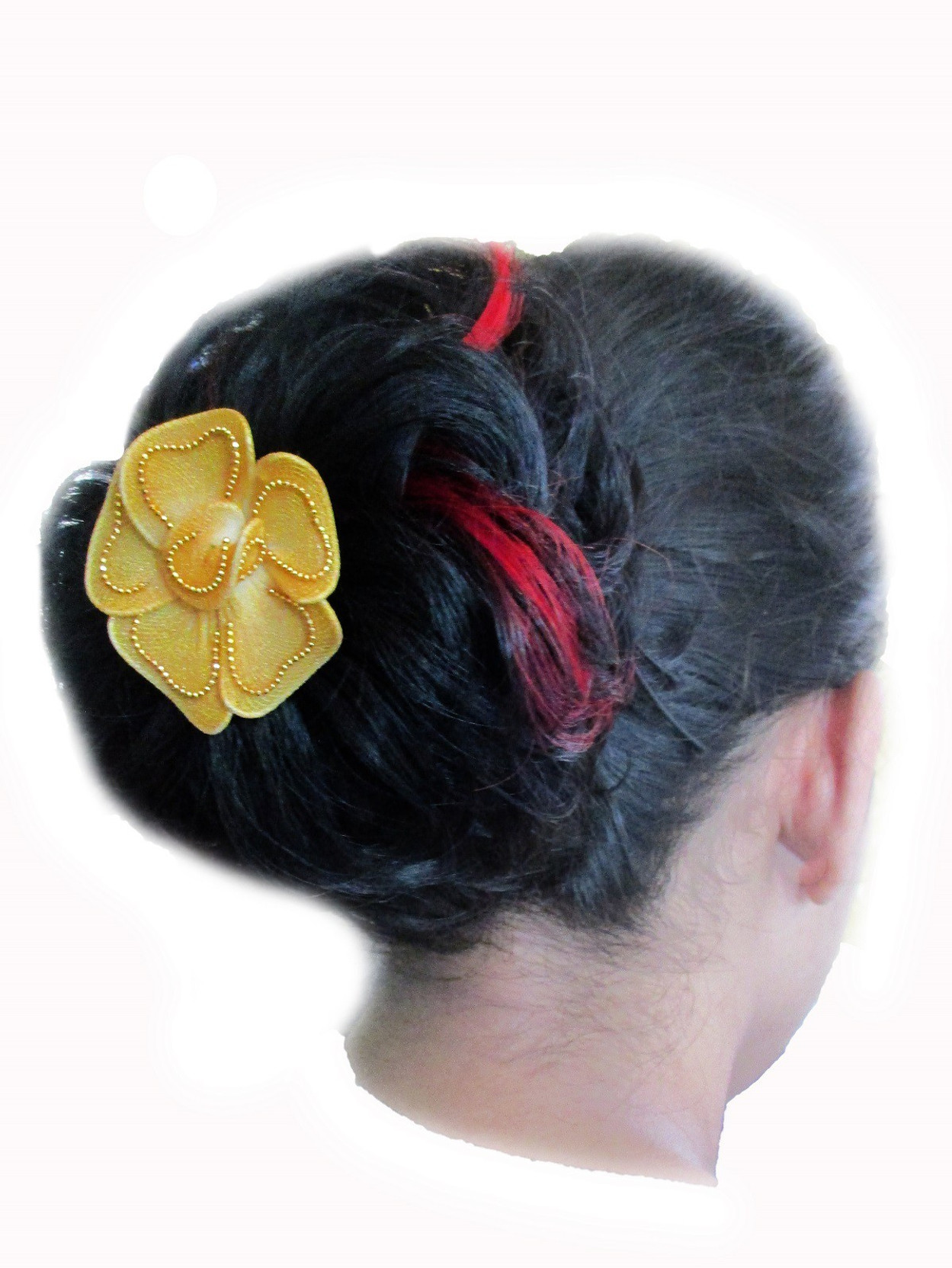 Wigowig Beautiful Black With Red Highlight Messy Bun With 2