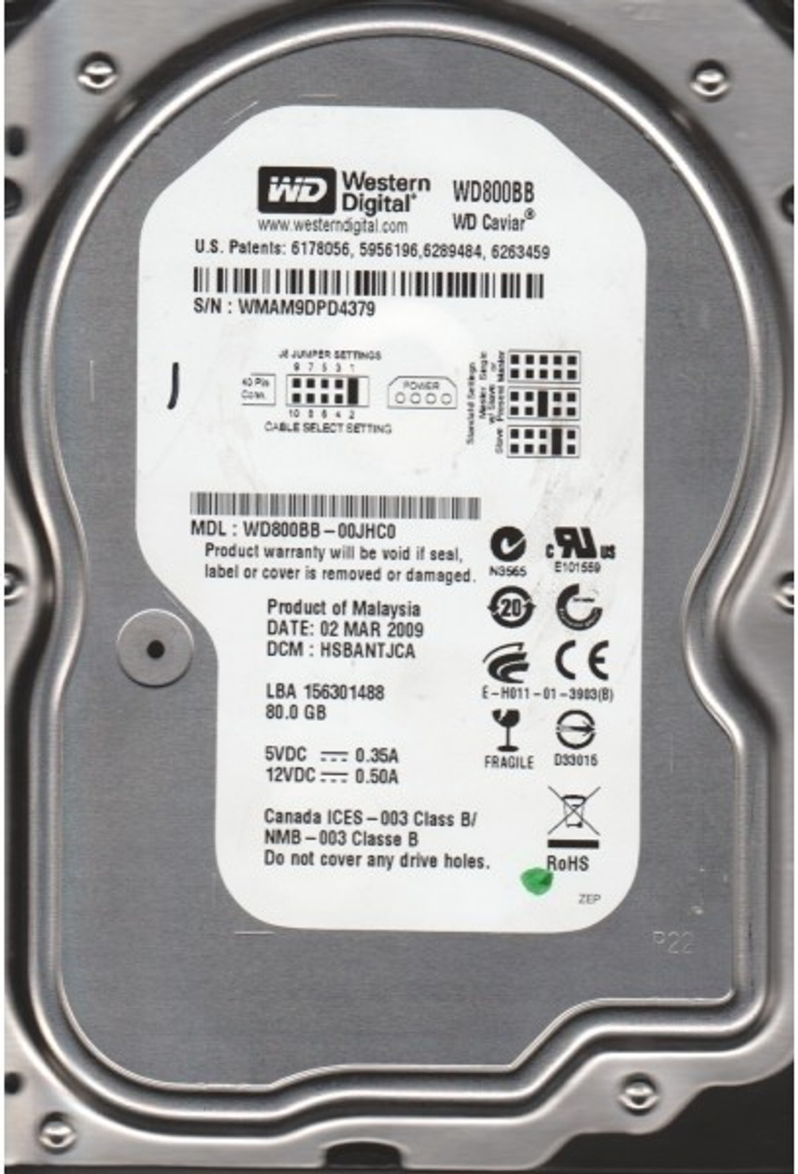 WD Caviar 80 GB Desktop Internal Hard Disk Drive (WD800BB) WD