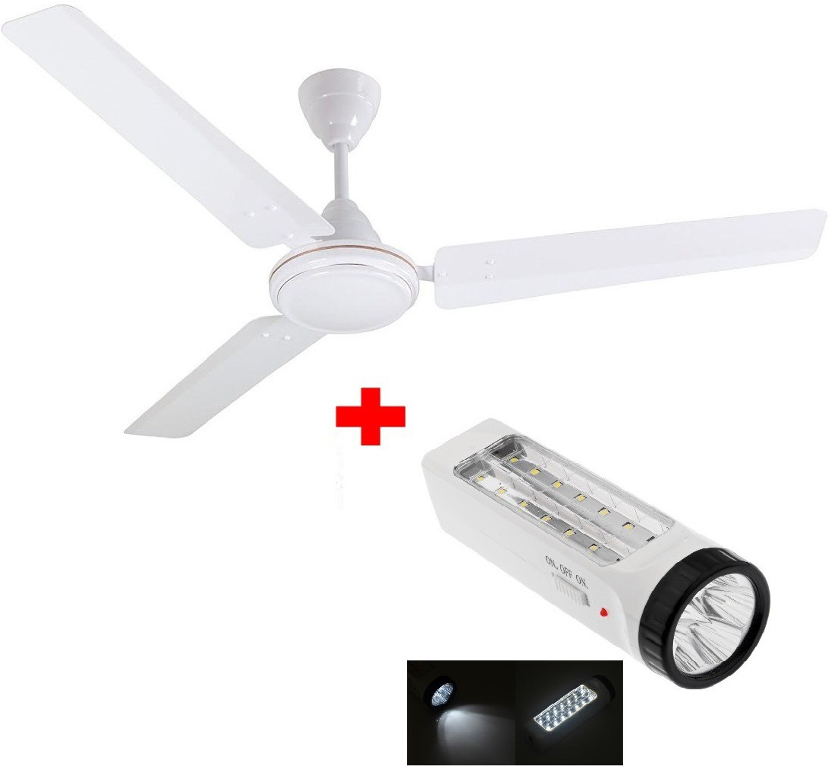 Blue Sapphire Blue Sapphire 3 Blade Ceiling Fan 48 Inch White With 14 Led Emergancy Light Combo 3 Blade Ceiling Fan