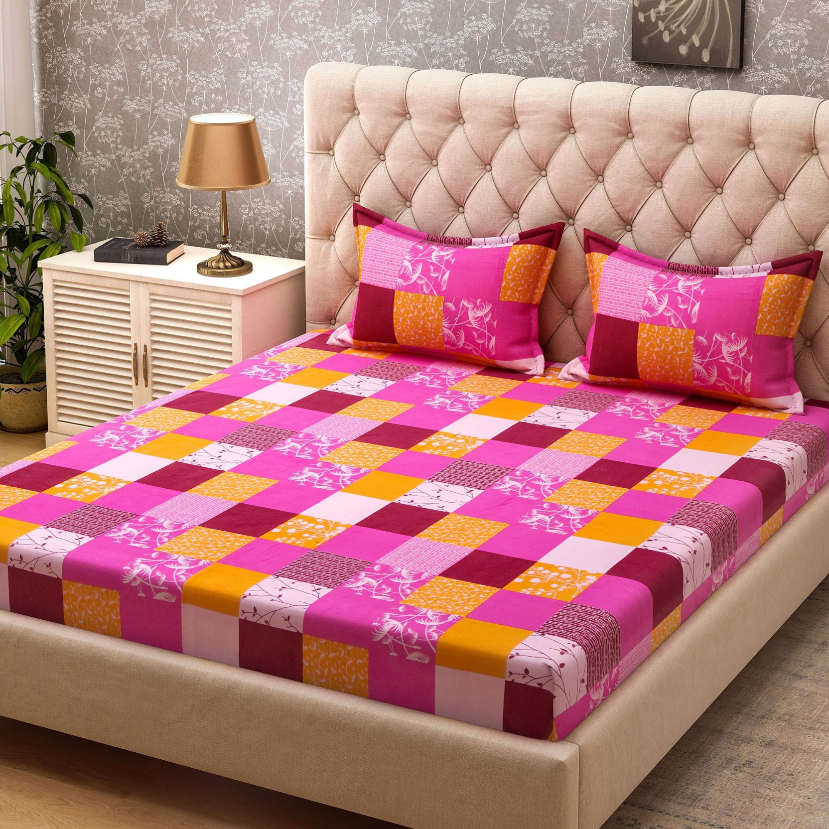 Bombay Dyeing Cotton Checkered Double Bedsheet Buy Bombay Dyeing